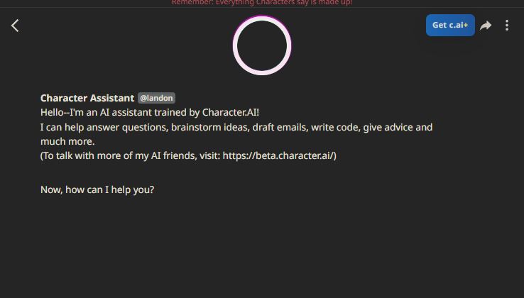 Character Assisstant Charactre.AI Bot