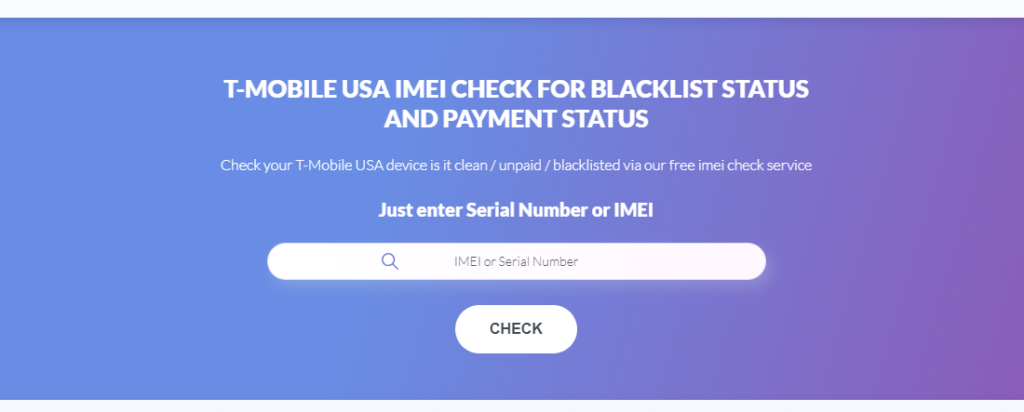 T-Mobile IMEI and Payments Status Checker