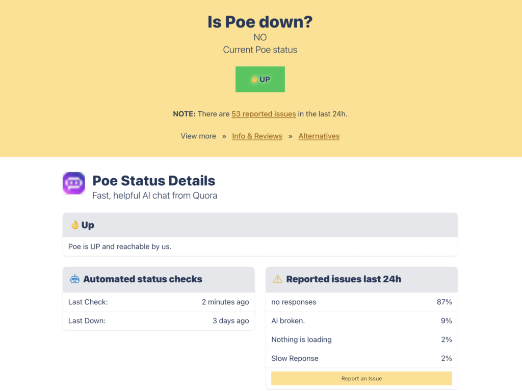 Check Poe AI Server Status