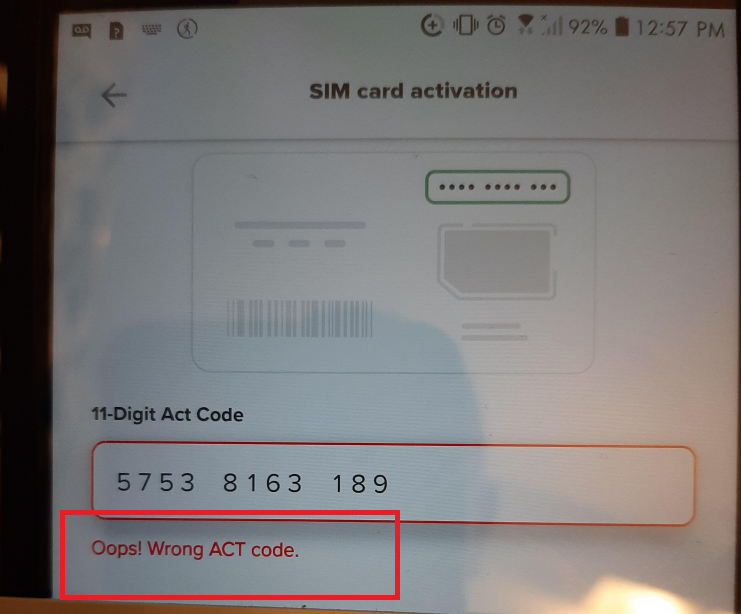 Mint Mobile Oops Wrong ACT Code