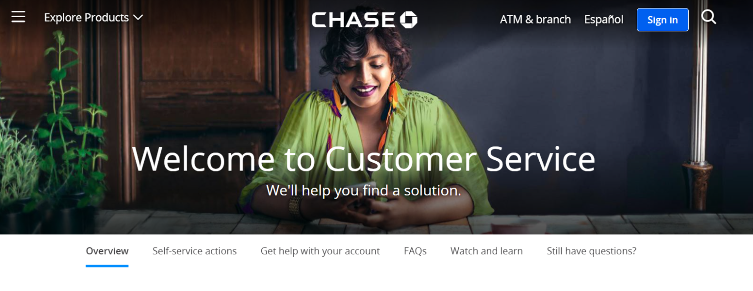 chase online customer service number