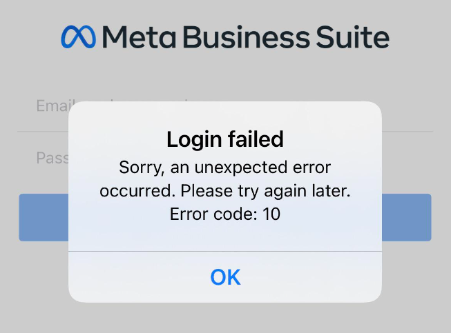 Fix Meta Business Suite Login Error Code 10