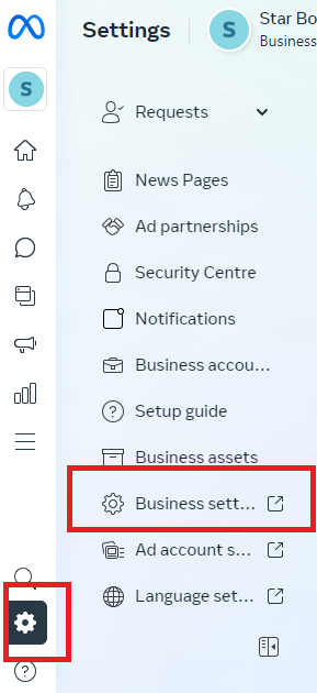 Go to business settings  To Fix Meta Business Suite Two-Factor Authentication Not Working