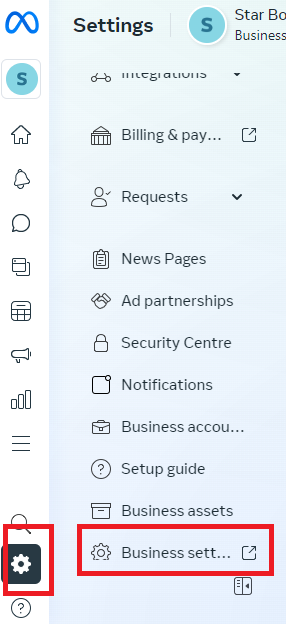 go to business settings to backup your data in Meta Business Suite
