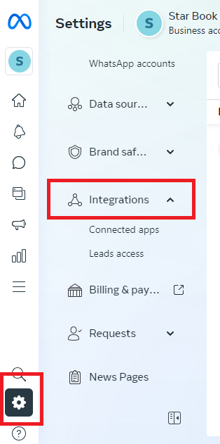 go to integration section within Meta Business Suite To Fix Meta Business Suite Two-Factor Authentication Not Working
