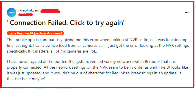 Fix Reolink NVR Connection Failed Click To Try Again