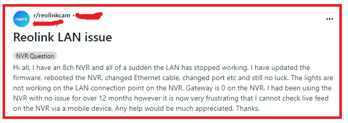 Fix Reolink NVR LAN Port Not Working