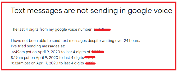 Google Voice Not Sending Messages