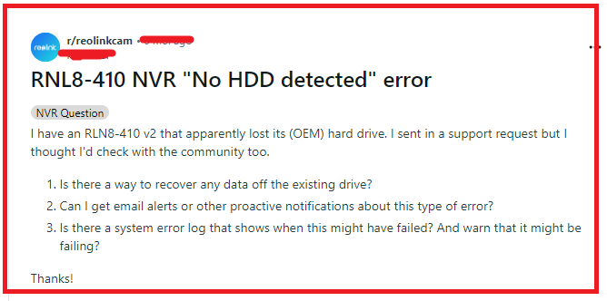 How To Fix Reolink NVR No HDD Detected Error Or HDD Blinking Red