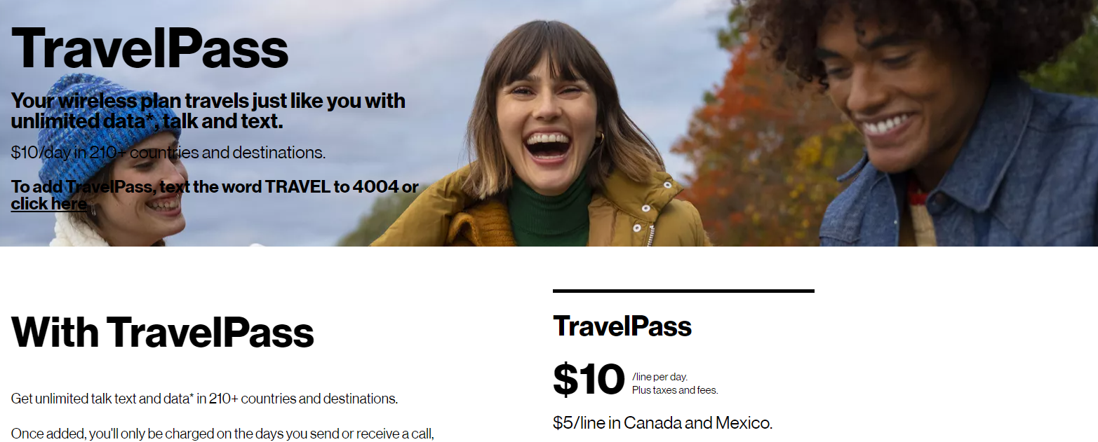 setup verizon travel pass